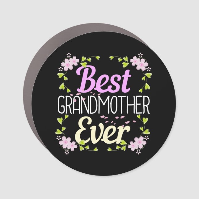 Best Grandmother Ever - Pink Floral Car Magnet (Front)