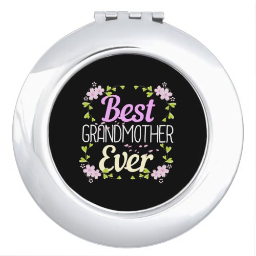 Best Grandmother Ever _ Pink Floral Compact Mirror