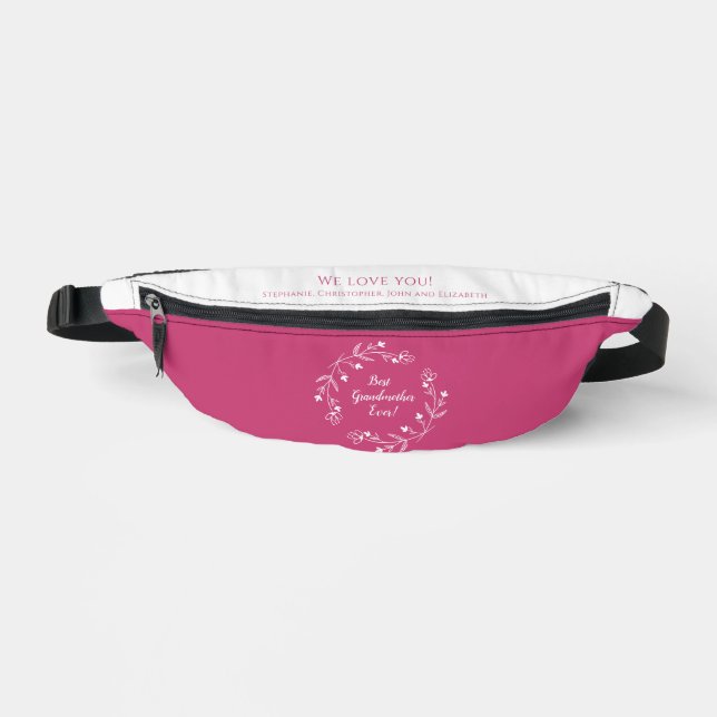 Best Grandmother Family Keepsake Grandkids Pink Fanny Pack (Front)