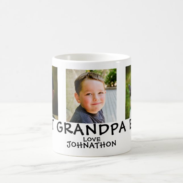 Best Grandpa 3 Photo Name Coffee Mug (Center)