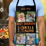 BEST GRANDPA and GRILL MASTER 16 Photo Collage Apron<br><div class="desc">Create a personalized photo grilling apron for a barbeque or griller grandfather utilizing this photo collage template featuring 16 pictures and personalized with his name or nickname, the suggested title BEST GRANDPA and GRILL MASTER in a fire and flames typography design against an editable black background color. Add grandchildren's names...</div>