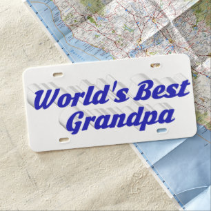 Best Grandpa blue text License Plate