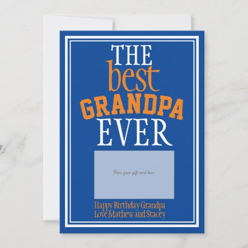 Best Grandpa Blue Typography Gift Card Holder