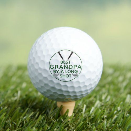 BEST GRANDPA BY A LONG SHOT Funny Green Golf Clubs Golf Balls - For the special golf-enthusiast grandfather, give this gift of a set of golf balls with the funny saying BEST GRANDPA BY A LONG SHOT in an editable green text color and white. Great gift for the golfer grandpa for Grandparents Day, Father's Day, his birthday or a holiday. ASSISTANCE:  For help with design modification or personalization, color change, transferring the design to another product or help with creating a custom design, contact the designer BEFORE ORDERING via the Zazzle Chat MESSAGE tab or email makeitaboutyoustore@gmail.com.