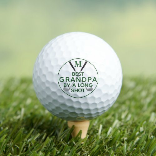 BEST GRANDPA BY A LONG SHOT Monogrammed Your Color Golf Balls
