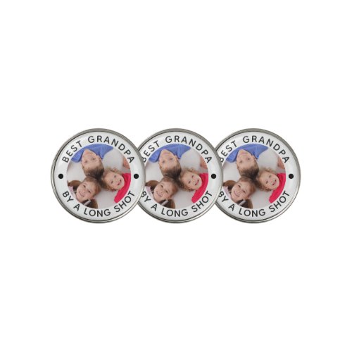 BEST GRANDPA BY A LONG SHOT Photo Golf Ball Marker - Create custom photo golf ball markers for the golfer grandfather with the suggested editable title BEST GRANDPA BY A LONG SHOT and a photo. PHOTO TIP:  For fastest/best results, choose a photo with the subject in the middle and/or pre-crop it to a square shape BEFORE uploading. Contact the designer via Zazzle Chat or makeitaboutyoustore@gmail.com if you'd like this design modified or on another product.