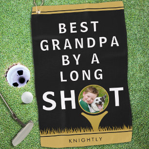 BEST GRANDPA BY A LONG SHOT Photo Personalized Golf Towel