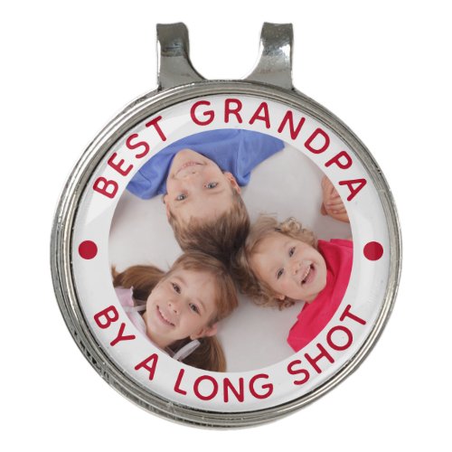 BEST GRANDPA BY A LONG SHOT Photo Red Golf Hat Clip