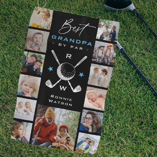 'Best Grandpa by Par' 13 x Photo Collage Gift Golf Towel