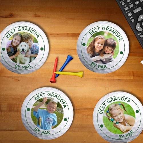 BEST GRANDPA BY PAR 4 Photos Golf Ball Coaster Set