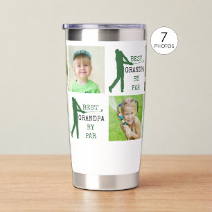 Best Grandpa by Par 7 Photo Collage Golfer Insulated Tumbler
