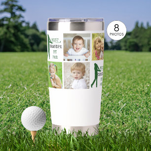 Best Grandpa By Par 8 Photo Collage Golf Insulated Tumbler