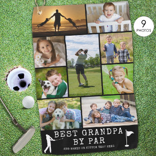 BEST GRANDPA BY PAR 9 Photo Collage Personalized G Golf Towel