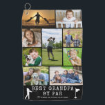 BEST GRANDPA BY PAR 9 Photo Collage Personalized G Golf Towel<br><div class="desc">Create a unique photo memory golf towel for the golfer grandpa utilizing this easy-to-upload photo collage template with 9 pictures with the suggested funny golf saying title BEST GRANDPA BY PAR and personalized with names or your custom text in white against an editable black background color. CHANGES: You can change...</div>
