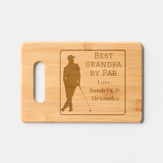 Best Grandpa by Par Charcuterie  Golfer Engraved Cutting Board (Front)