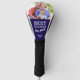 Best Grandpa by par Custom Photo Father's day blue Golf Head Cover