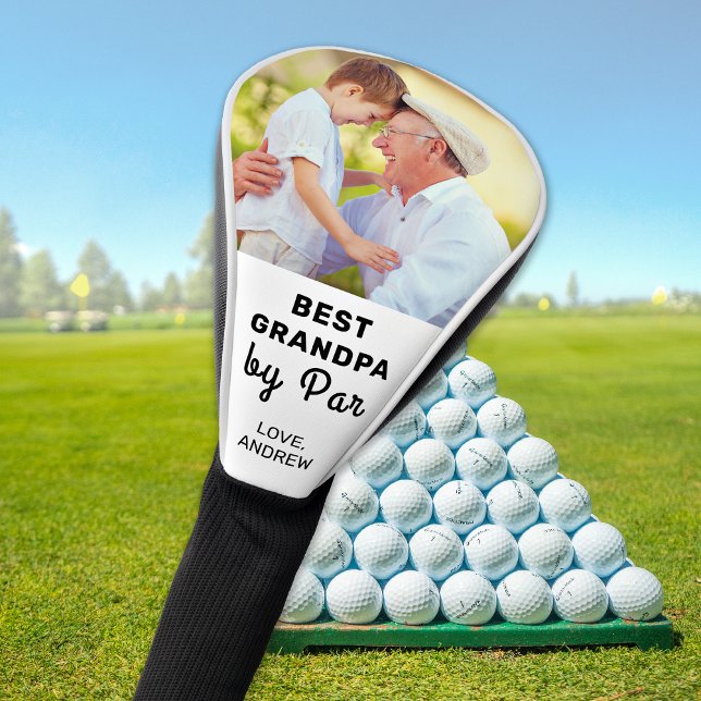 Best Grandpa By Par Custom Photo Fathers Day Golf Head Cover (Creator Uploaded)
