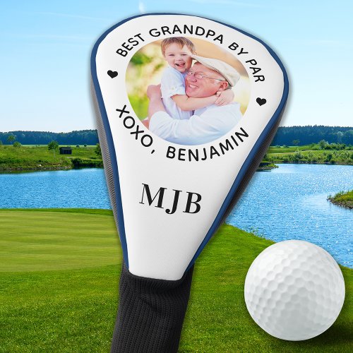 BEST GRANDPA BY PAR Custom Photo Modern Monogram Golf Head Cover