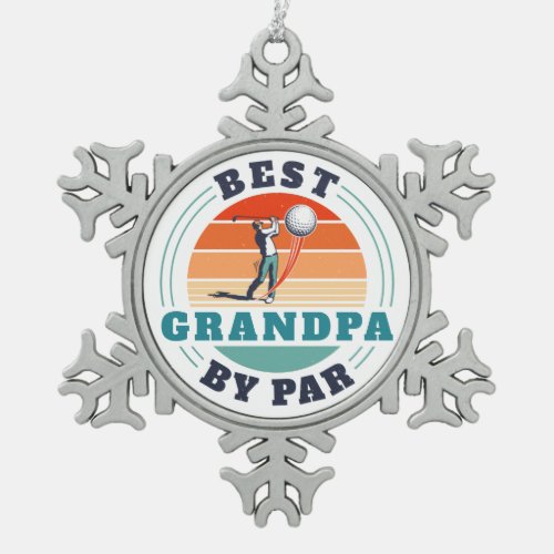 Best Grandpa By Par Custom Retro Golfer Snowflake Pewter Christmas Ornament