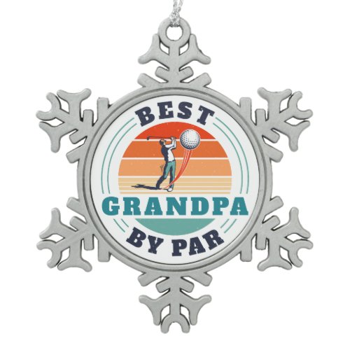 Best Grandpa By Par Custom Retro Golfer Snowflake Pewter Christmas Ornament