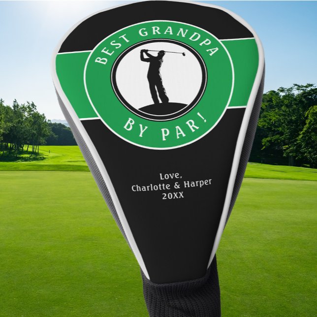 Best Grandpa By Par Elegant Golfer Custom Black Golf Head Cover (Creator Uploaded)