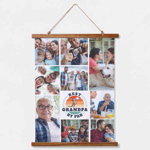Best Grandpa By Par Family Photo Collage Golfing Hanging Tapestry