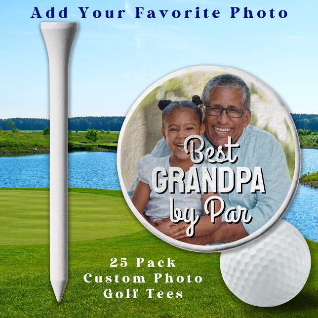 Best GRANDPA By Par Father's Day Custom Photo Golf Tees (Creator Uploaded)