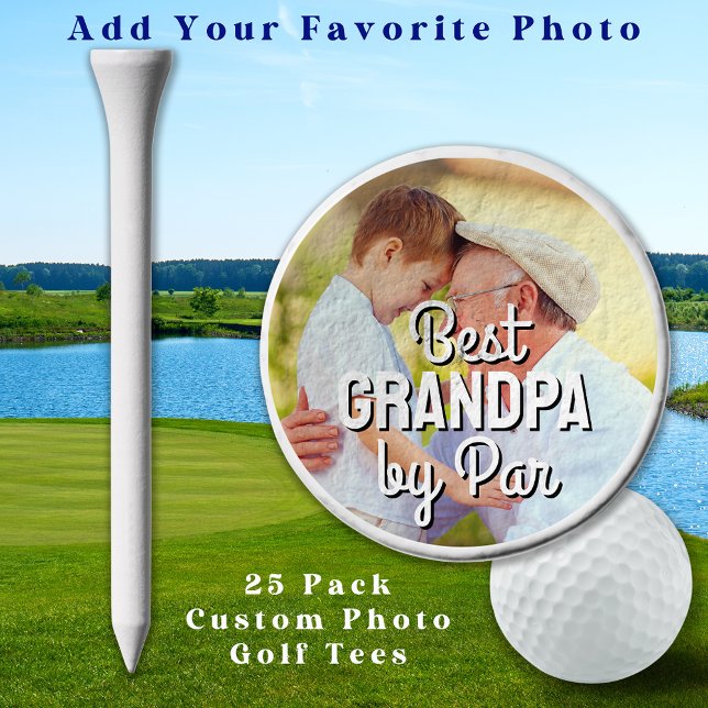 BEST GRANDPA BY PAR Father's Day Custom Photo Golf Tees (Creator Uploaded)