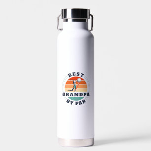 Best Grandpa By Par Fathers Day Retro Daddy Custom Water Bottle