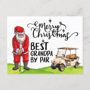 Best Grandpa by Par for Christmas with Santa Claus Holiday Postcard