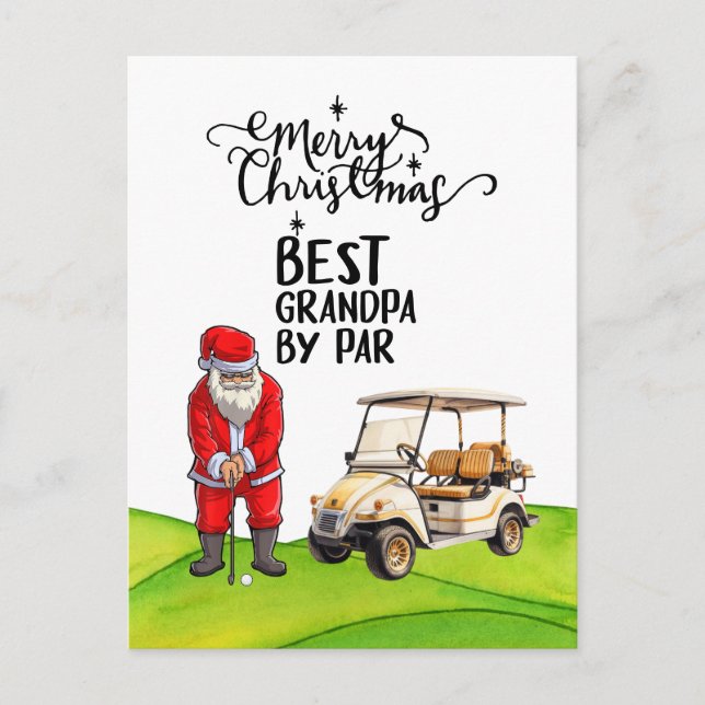 Best Grandpa by Par for Christmas with Santa Claus Postcard (Front)