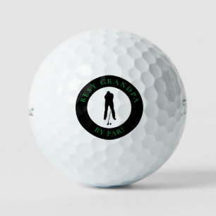 Best Grandpa By Par Funny Black Green Golfer Gift Golf Balls