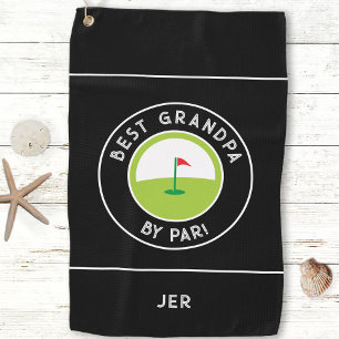 Best Grandpa By Par Funny Custom Black & White Golf Towel