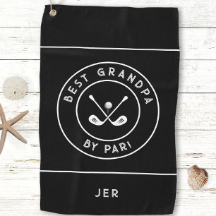 Best Grandpa By Par   Funny Golfer Saying Black    Golf Towel
