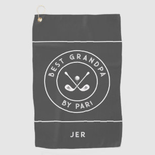 Best Grandpa By Par   Funny Golfer Saying Charcoal Golf Towel