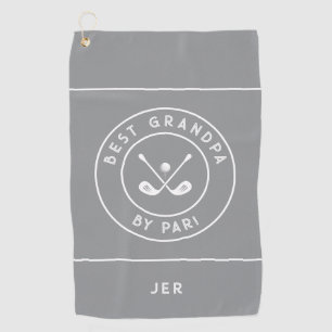 Best Grandpa By Par   Funny Golfer Saying Gray Golf Towel