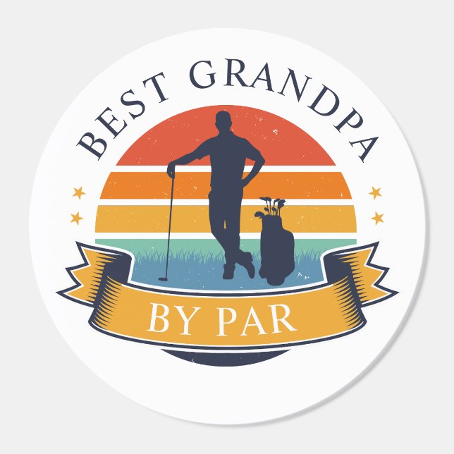 Best Grandpa By Par Golf Lover Custom Classic Round Sticker (Single)