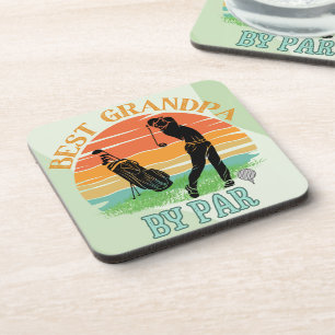 Best Grandpa By Par Golf Sunset Beverage Coaster