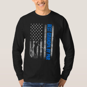 Best Grandpa By Par  Golf US American Flag Father  T-Shirt