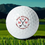 'Best Grandpa By Par' Golfer Age Golf Balls<br><div class="desc">A modern and rounded logo design for a stylish grandfather,  featuring two crossed golf clubs,  personalized with his name,  initials,  age and custom words ('best grandpa by par' or some other short text).</div>