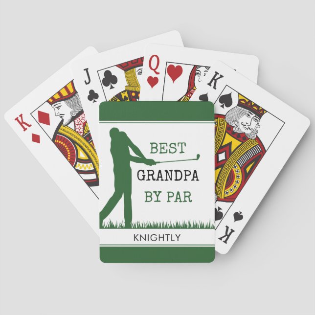 BEST GRANDPA BY PAR Golfer Personalized Poker Cards (Back)