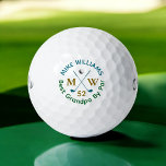 'Best Grandpa By Par' Golfer's Modern Personalized Golf Balls<br><div class="desc">A modern and rounded logo design for a stylish golf player,  featuring two crossed golf clubs,  personalized with his name,  initials,  age and custom words ('best grandpa by par' or some other text).</div>