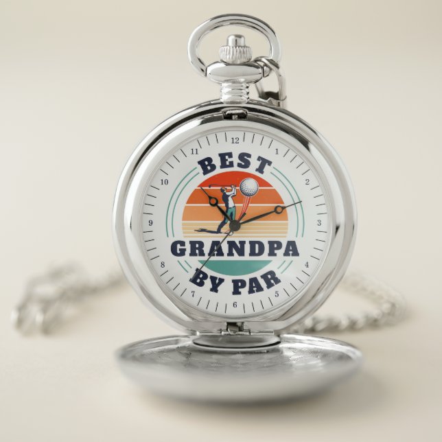 Best Grandpa By Par Grandparents Day Custom Retro Pocket Watch (Inside)