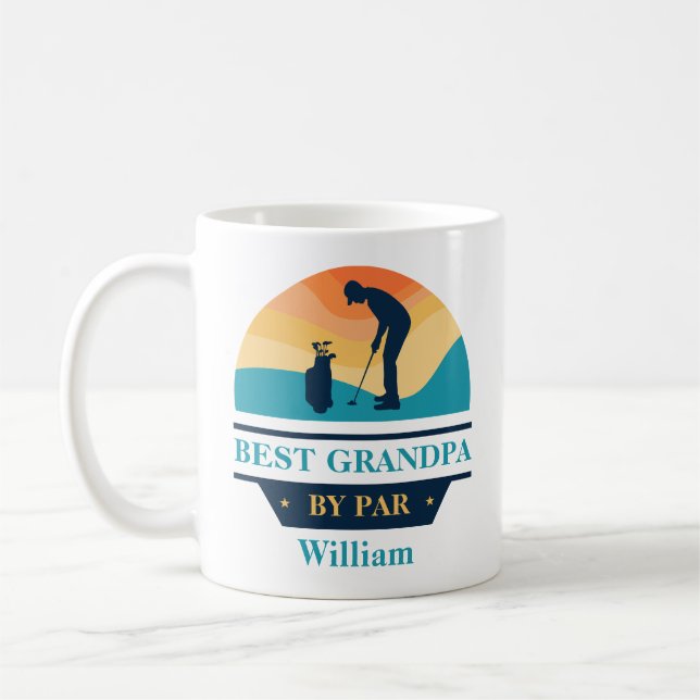 Best Grandpa By Par Grandparents Day Golf Lover Coffee Mug (Left)