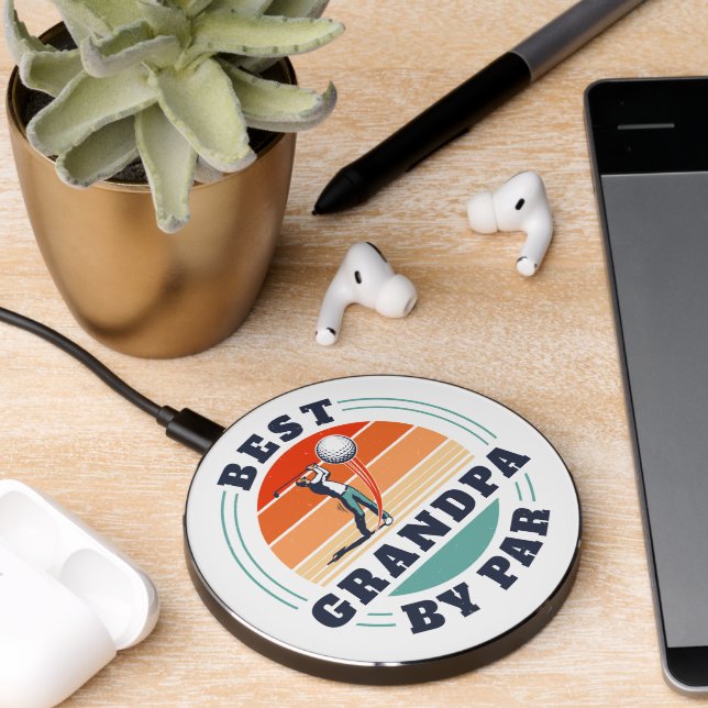 Best Grandpa By Par Grandparents Day Golf Lover Wireless Charger (Desk 2)