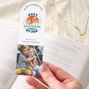 Best Grandpa by Par Kids Photo Fathers Day Custom Bookmarks