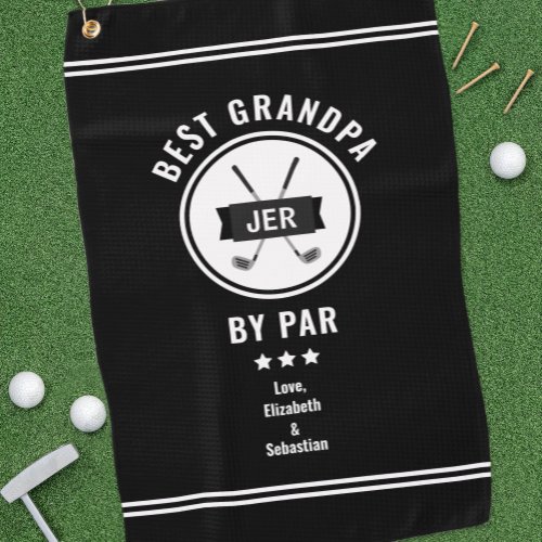 Best Grandpa By Par Modern Golfer Golf Lover Black Golf Towel