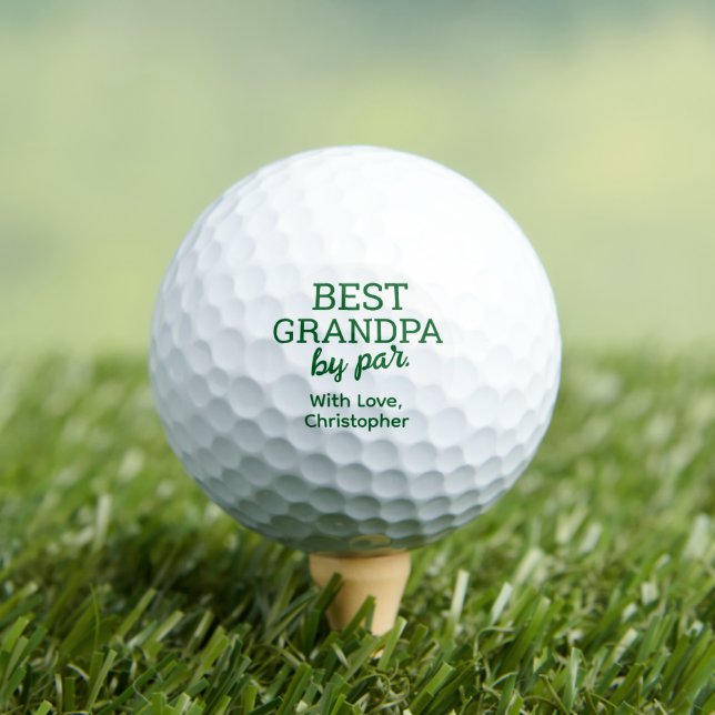 Best Grandpa by par Modern Green Typography Custom Golf Balls (Insitu Tee)