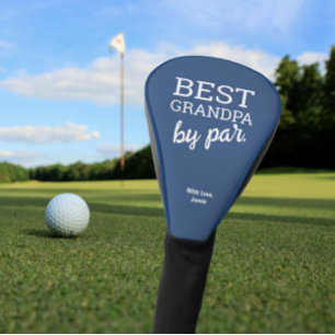Best Grandpa by par Modern Typography Custom Blue Golf Head Cover