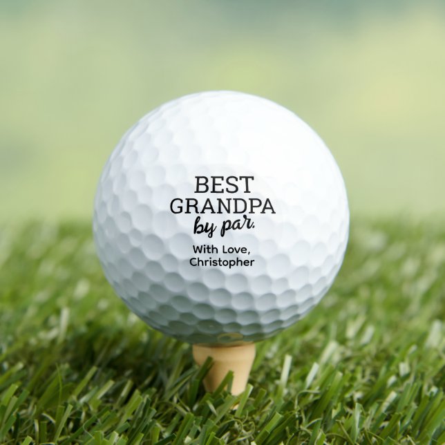 Best Grandpa by par Modern Typography Custom Name Golf Balls (Insitu Tee)